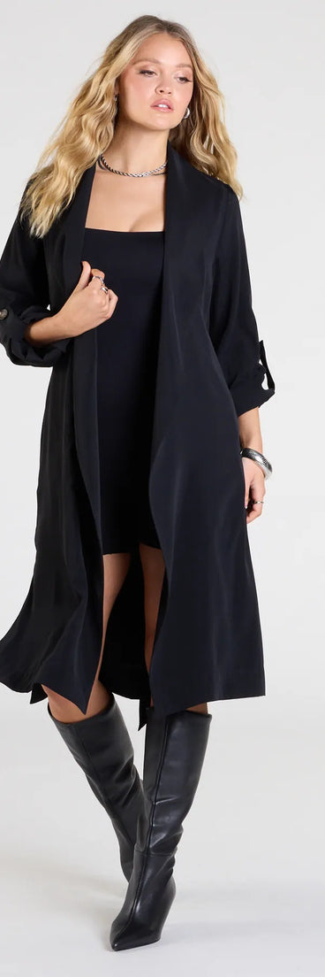 Get inspired with the Stylish Season Belted Duster Trench Coat, a feed-worthy black piece that’s part of Windsor's updated and curated women’s clothing edit packed with must-have fall outfit ideas.