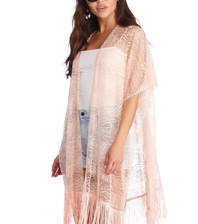 Lady Lace Kimono With Fringe