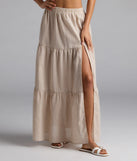 Vintage Charm Gingham Slit Peasant Maxi Skirt