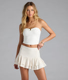 One Short Day Linen High-Rise Ruffle Mini Skirt