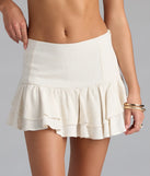 One Short Day Linen High-Rise Ruffle Mini Skirt