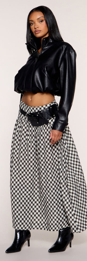 Pattern Play Gingham Plaid A-Line Maxi Skirt