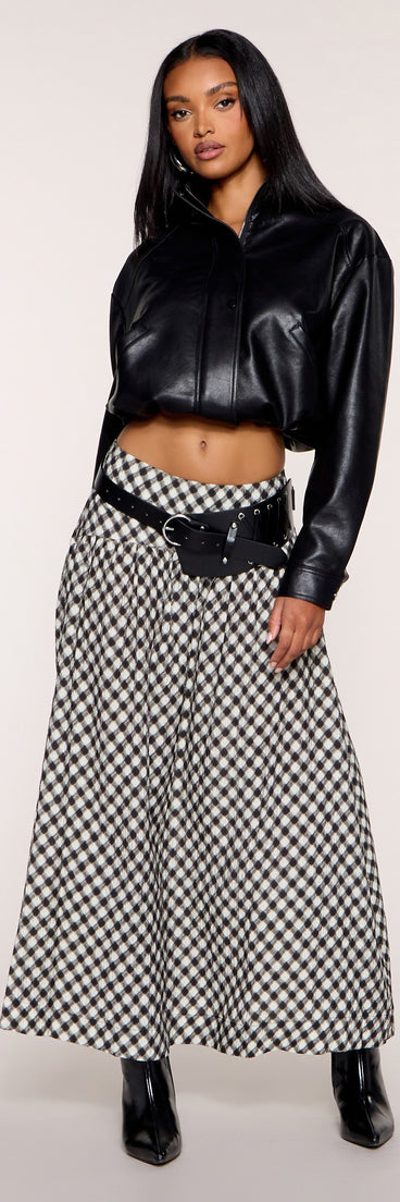 Pattern Play Gingham Plaid A-Line Maxi Skirt