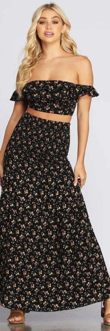 Darling Ditsy Floral Maxi Skirt
