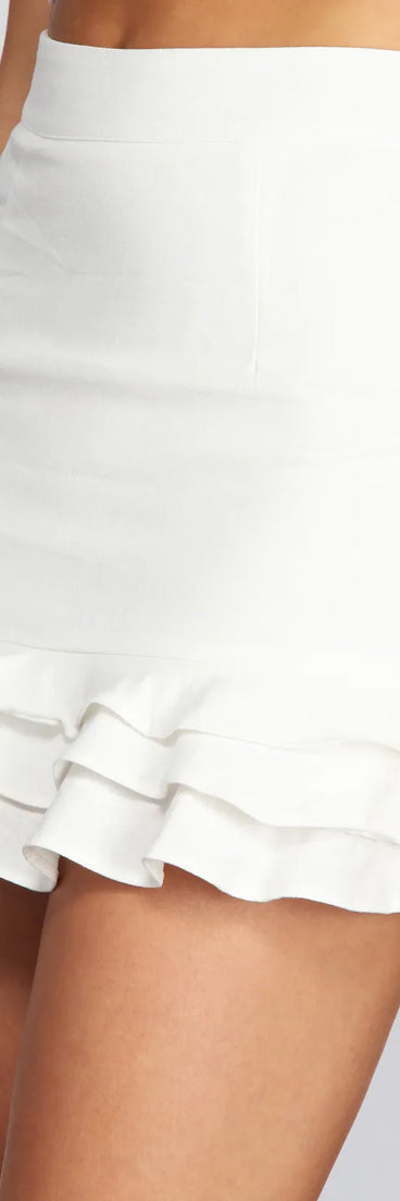 Three Tiers Ruffle Mini Skirt