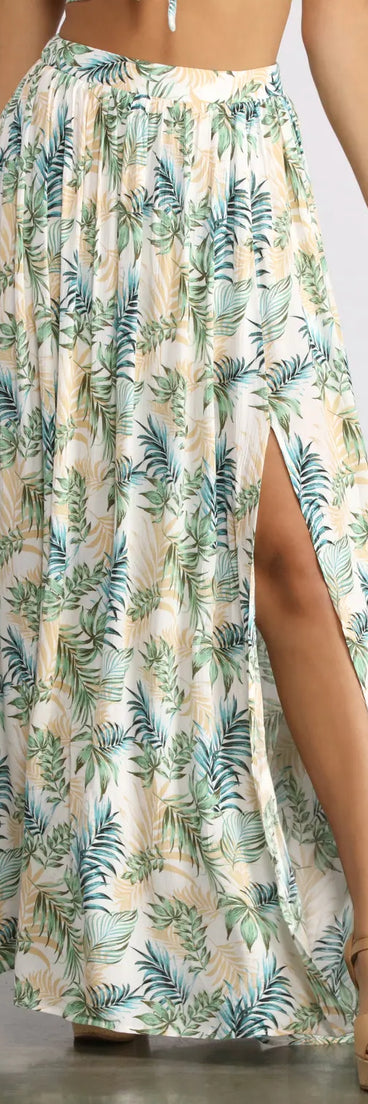 Tropical Babe High Slit Maxi Skirt