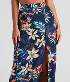 Cancun Vacay Tropical Slit Maxi Skirt