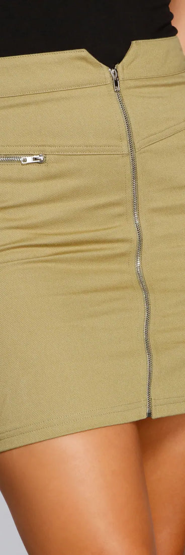 Stylish-Chic Twill Mini Skirt