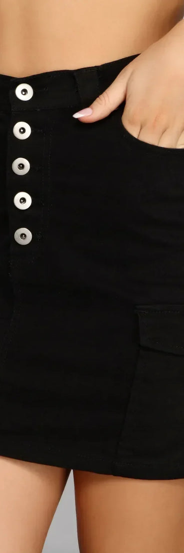 Essential Button Down Cargo Mini Skirt