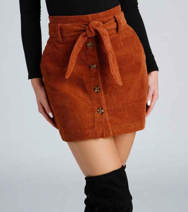 Essential Corduroy Button Down Mini Skirt