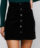 Endless Chic Button Down Corduroy Mini Skirt