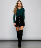 Endless Chic Button Down Corduroy Mini Skirt