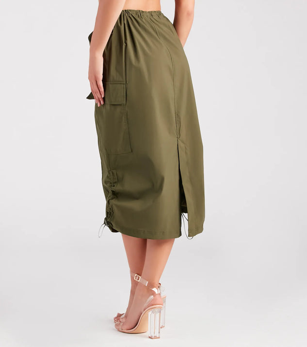 She's A Trendsetter Nylon Parachute Midi Skirt | Windsor