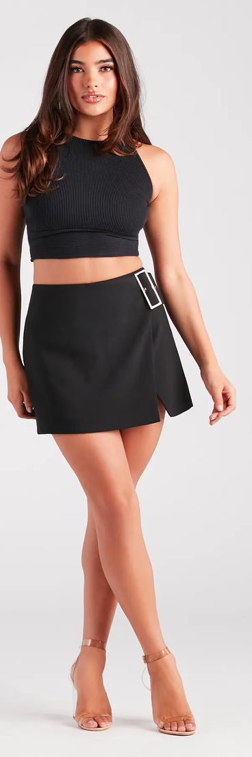 Wrapped In Chic Style Twill Mini Skirt