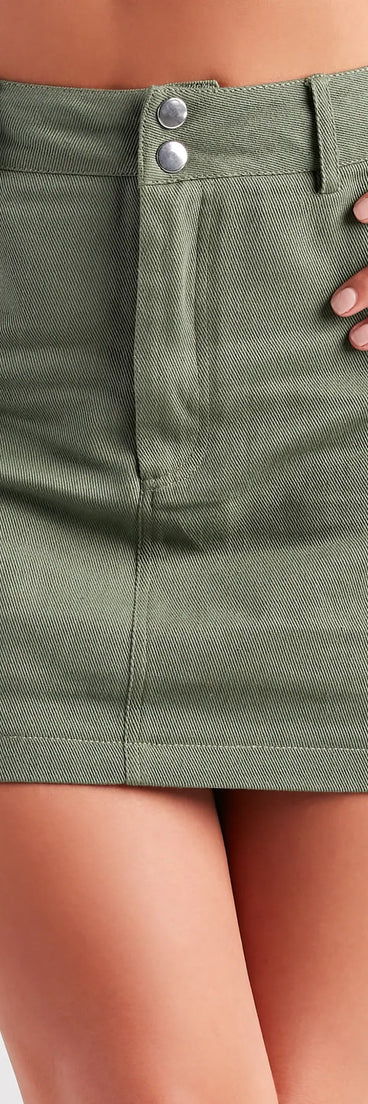 Attention Please Cargo Mini Skirt