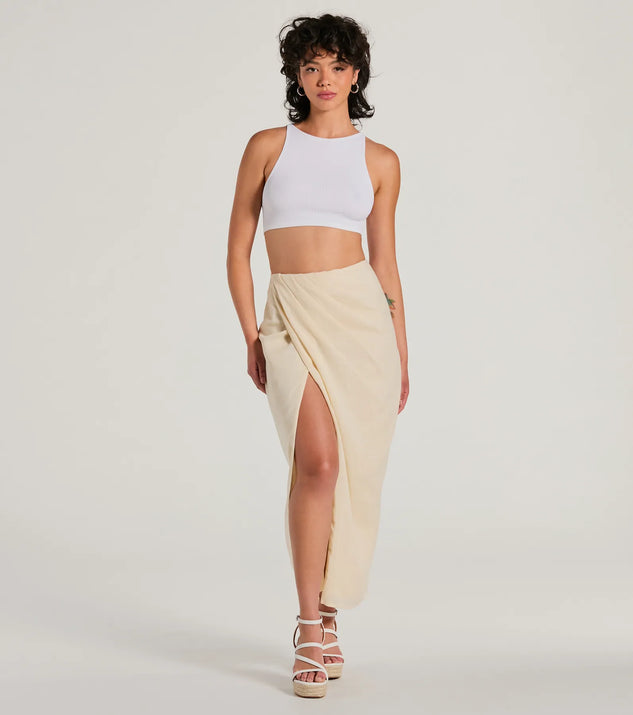 Summer Chic High-Rise Wrap-Slit Midi Skirt | Windsor