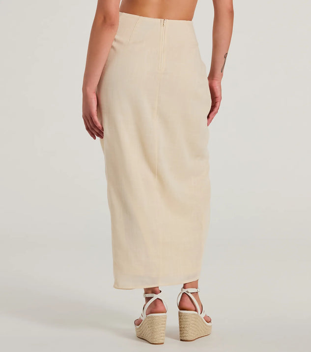 Summer Chic High-Rise Wrap-Slit Midi Skirt | Windsor
