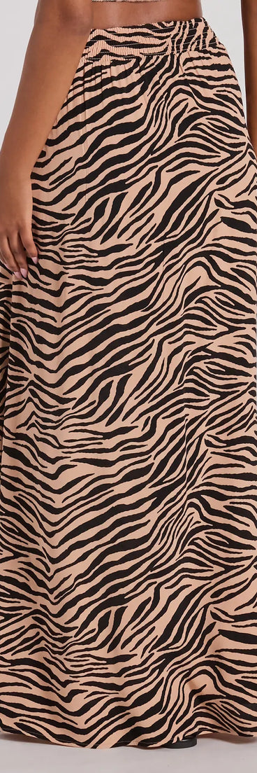 On The Prowl High Rise Zebra Maxi Skirt