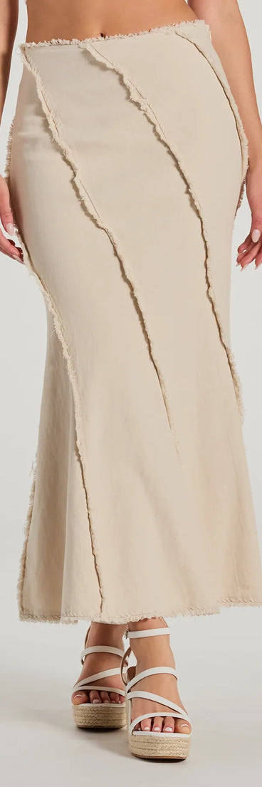 Full Of Trendiness High-Rise Fray A-Line Maxi Skirt