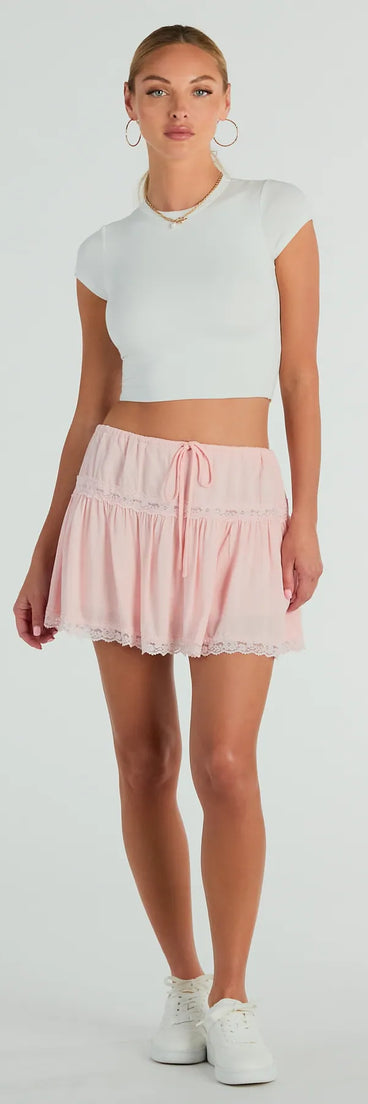 On The Prairie Lace Trim A-Line Mini Skirt
