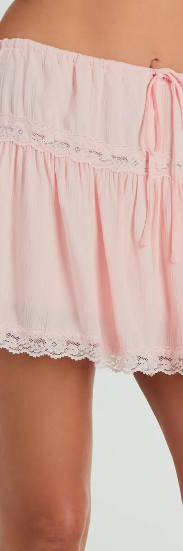 On The Prairie Lace Trim A-Line Mini Skirt