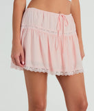 On The Prairie Lace Trim A-Line Mini Skirt