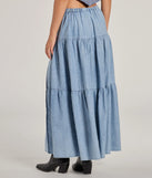 Just Got Sweet High-Rise Slit Chambray Maxi Skirt