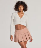 Preppy Chic Drop Waist Pleated Corduroy Mini Skirt