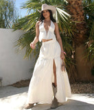 Free Spirit High-Rise Embroidered Slit Maxi Skirt