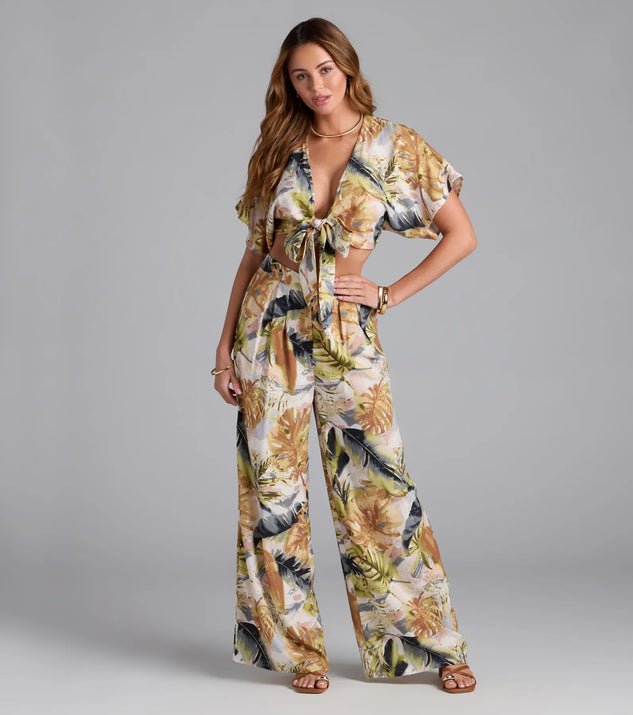 Complete your summer wardrobe with the Sunny Escape Tropical Print Palazzo Pants, trendy pants in multi-color made to mix, match, and stand out.