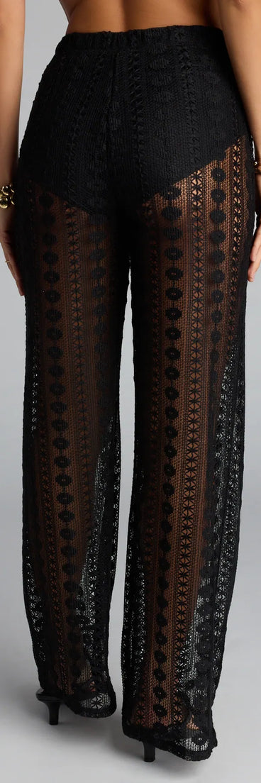 Style up your rotation with the Catching Looks Crochet Palazzo Pants, trendy black pants made to anchor every outfit with attitude and ease.