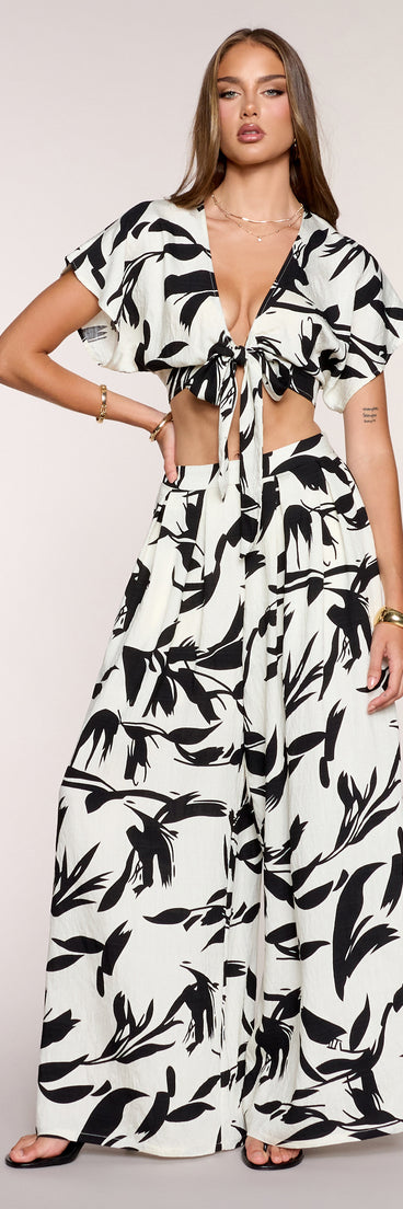 Breezy Vibe Tropical Print Palazzo Pants