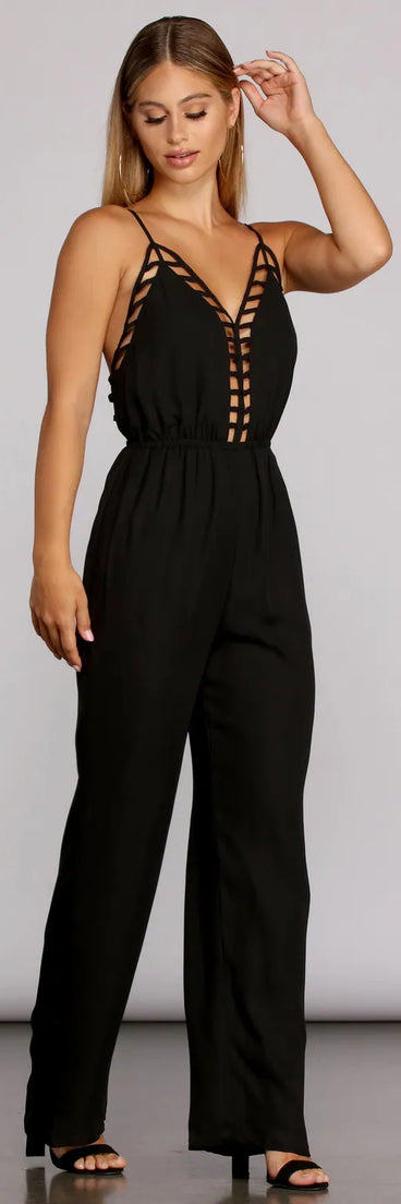 Sleek Open Back Caged Jumpsuit