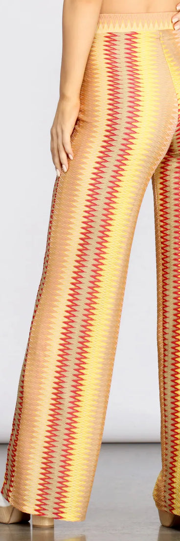 All The Stripe Moves Chevron Straight Leg Pants