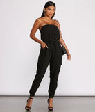 Strapless Cargo Pocket Jogger Jumpsuit