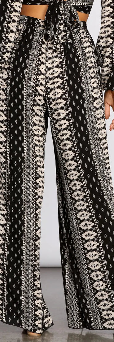 Boho Flow Front Slit Wide Leg Pants