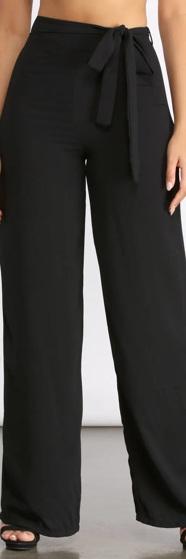 High Waist Tie Waist Linen Pants