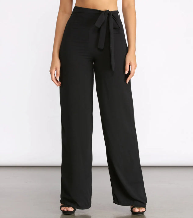 High Waist Tie Waist Linen Pants