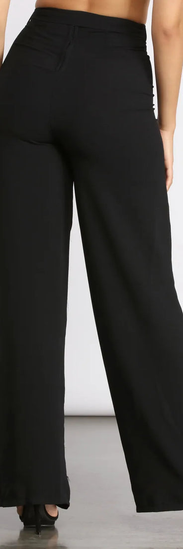 High Waist Tie Waist Linen Pants