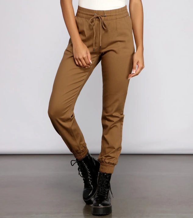 Basic High Waist Twill Joggers
