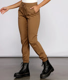 Basic High Waist Twill Joggers
