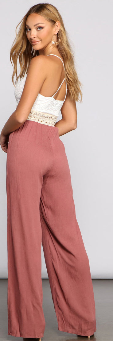 Timeless Beauty Crochet And Gauze Jumpsuit