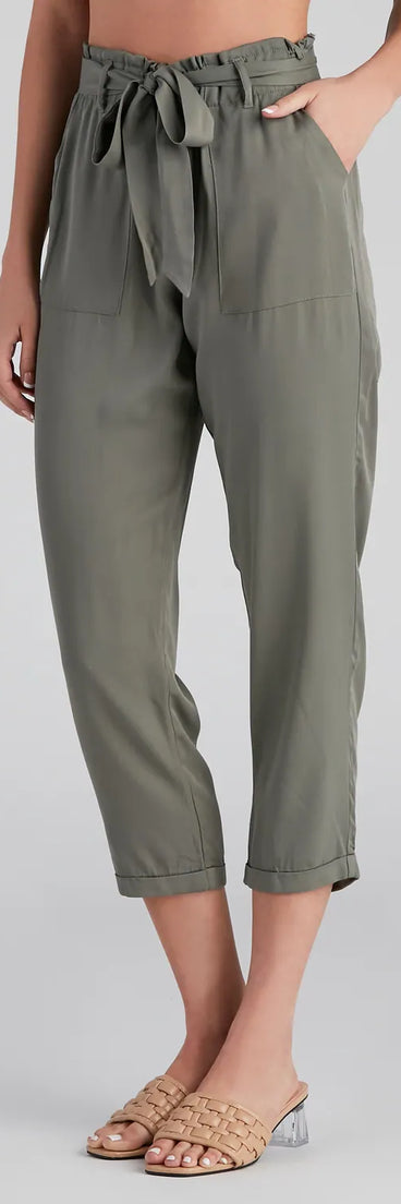 Trendsetter Tie Waist Paperbag Pants