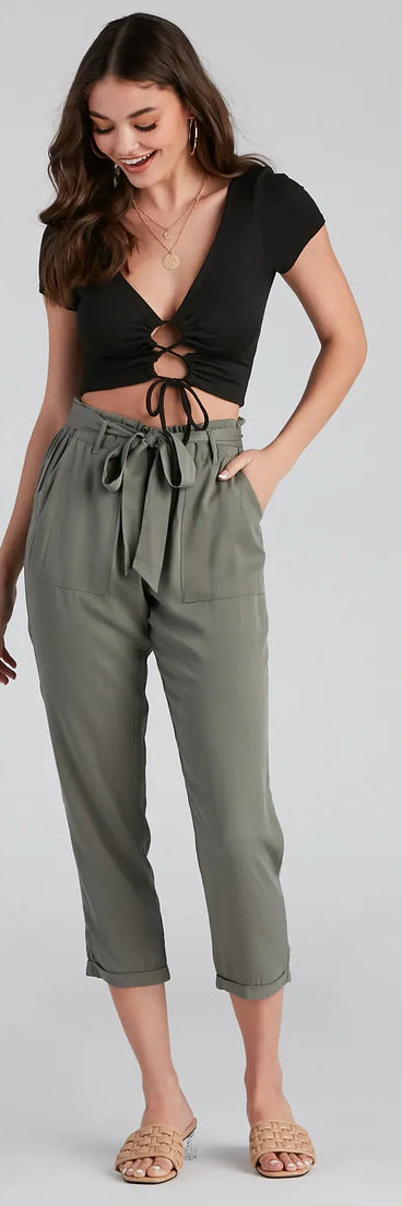 Trendsetter Tie Waist Paperbag Pants