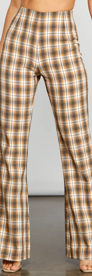 Bring The Flare Plaid Pants
