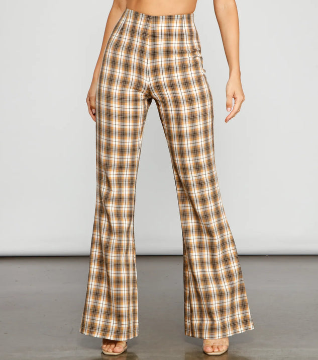 Bring The Flare Plaid Pants