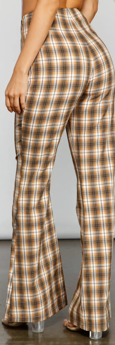 Bring The Flare Plaid Pants