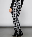 High Waist Plaid Joggers With Chain