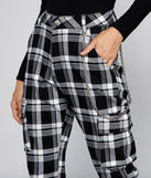 High Waist Plaid Joggers With Chain