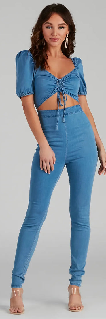 All Too Stylish Denim Catsuit